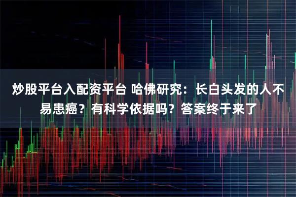 炒股平台入配资平台 哈佛研究:长白头发的人不易患癌?有科学依据吗?答案终于来了