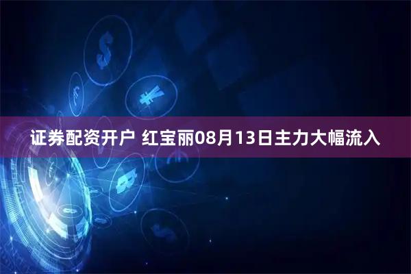 证券配资开户 红宝丽08月13日主力大幅流入