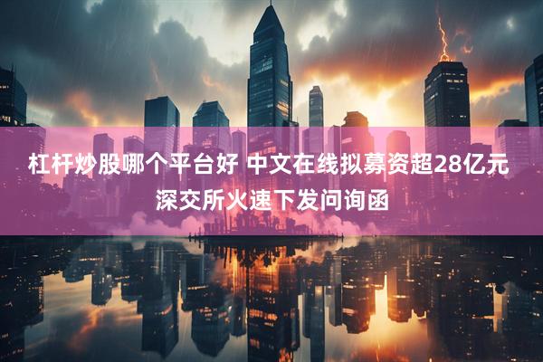 杠杆炒股哪个平台好 中文在线拟募资超28亿元 深交所火速下发问询函